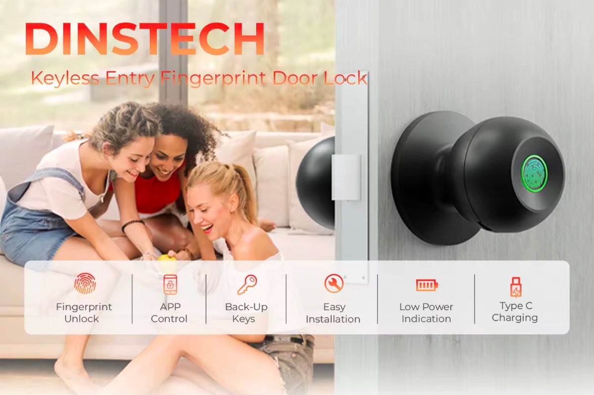 Lordani Vingerafdruk Slimme Deurslot Zwart Smart Lock