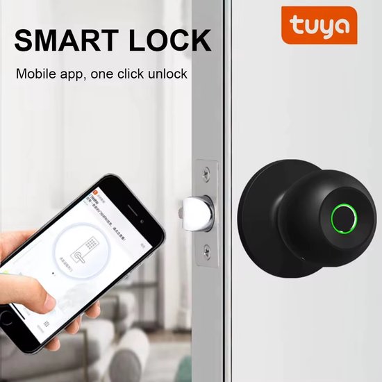Lordani Vingerafdruk Slimme Deurslot Zwart Smart Lock