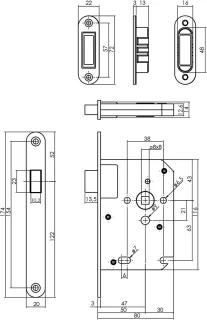 Magneetslot Loopslot voor binnendeur 50 mm doornmaat Zwart