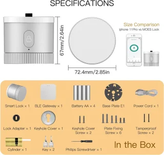 MOES Tuya Bluetooth Smartlock 69mm met SKG Cilinder