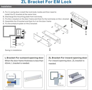 Montagebeugelset Z & L voor elektromagnetisch deurslot