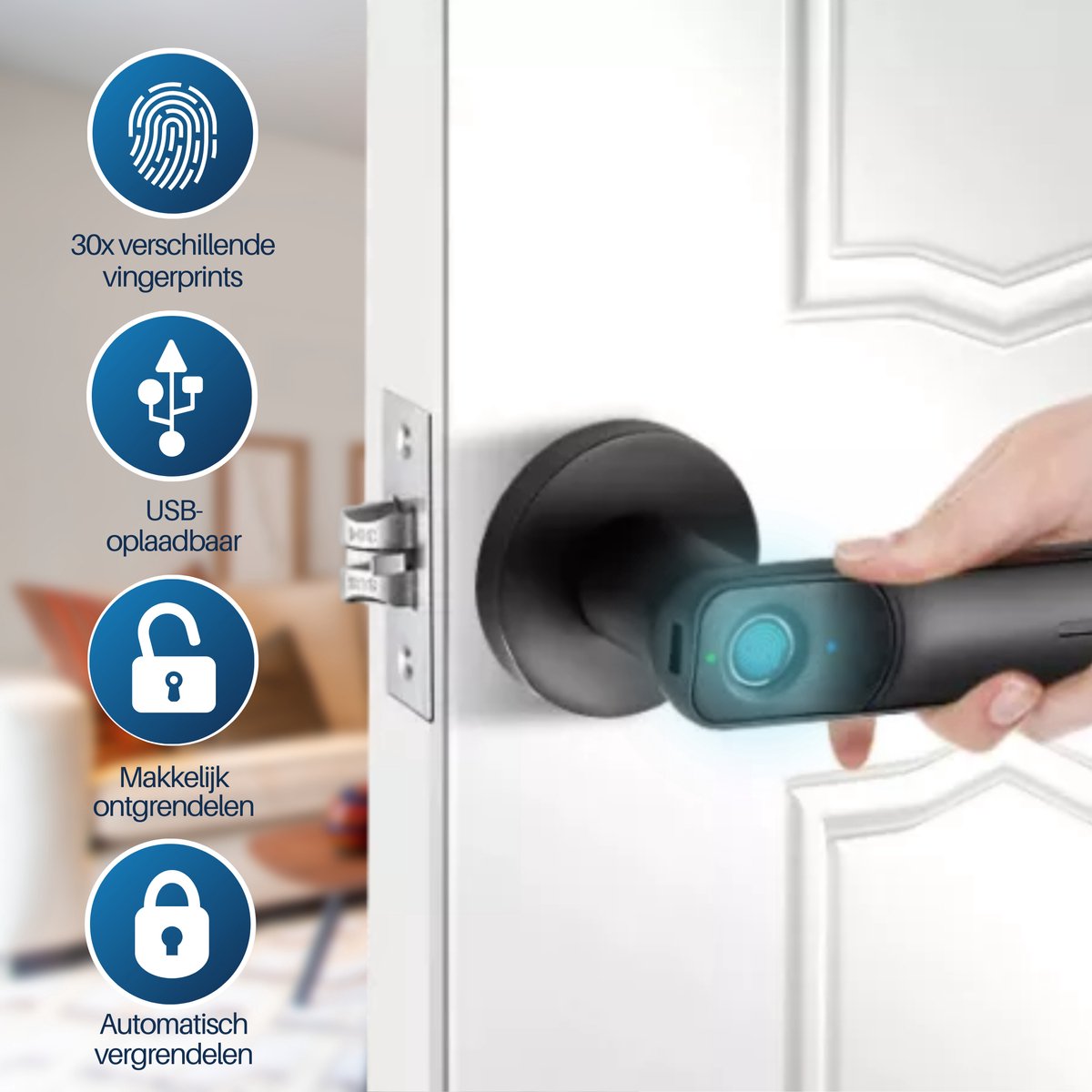 MOWA Smart Lock Deurklink Vingerafdruk