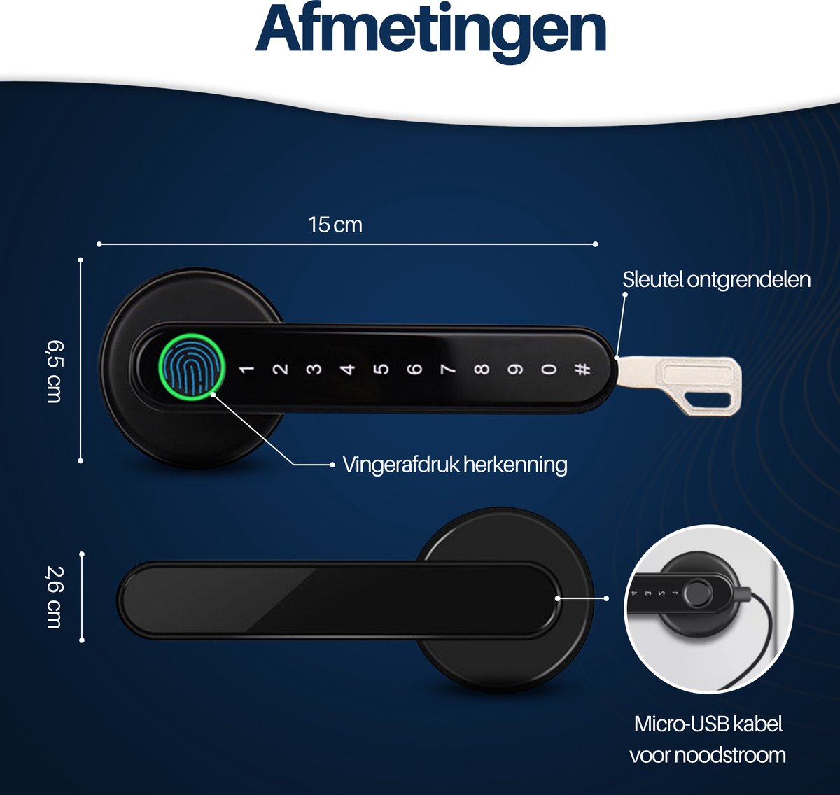 MOWA Smart Lock Deurklink Vingerafdruk