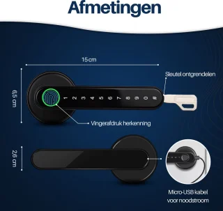 MOWA Smart Lock Deurklink Vingerafdruk