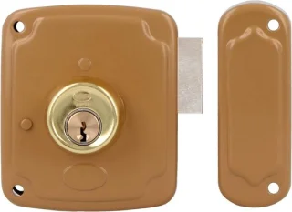 Opbouwslot hendel linkshandig 120 x 95 mm goud