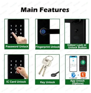 Raykube slank deurslot smart lock zwart