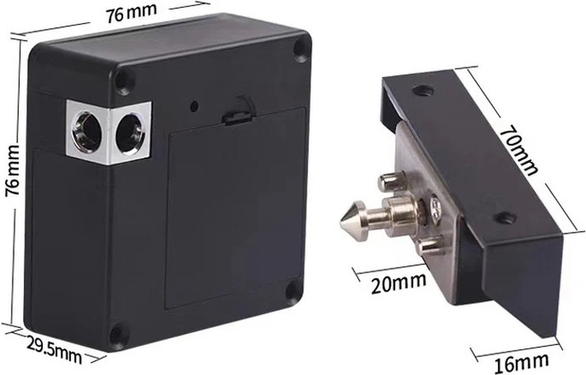 RM Store® Smart Elektrisch Deurslot Zwart 7.5x7.5x3 cm