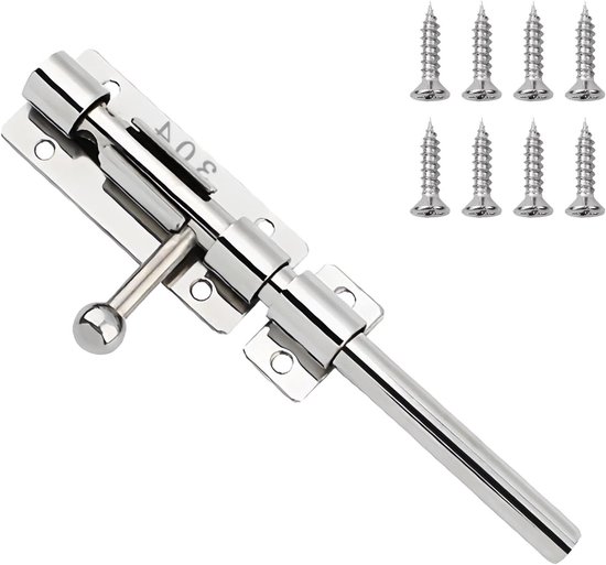 Roestvrijstalen schuifstang 16 cm deurslot