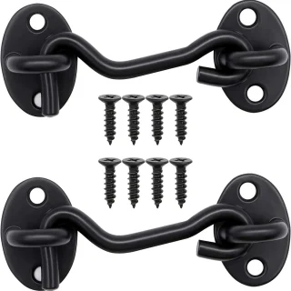 De Schuurdeurslot haak- en oogsluiting 3 inch, set van 2 - zwart in één oogopslag
