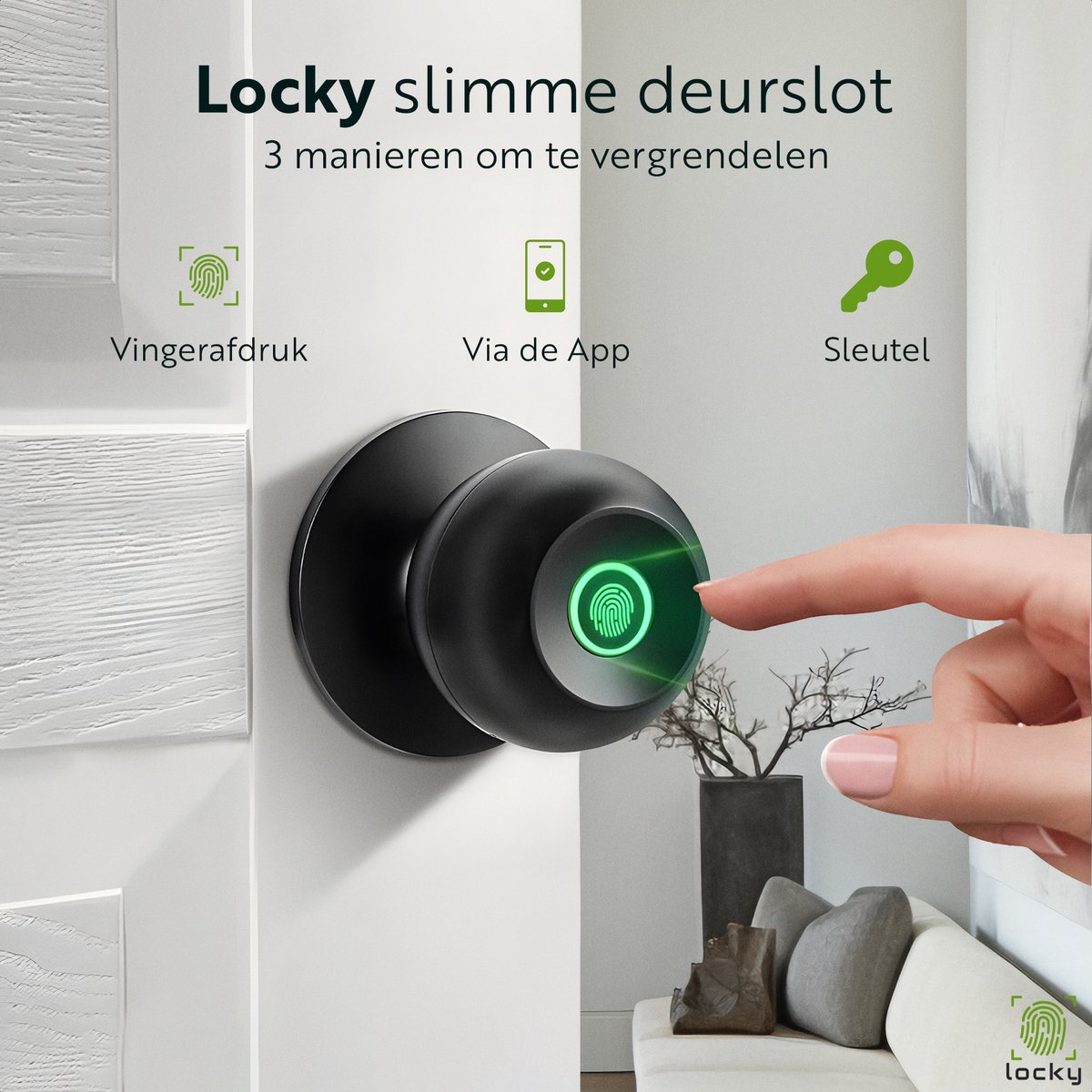 Selevie Vingerprint Slim Smart Lock Zwart