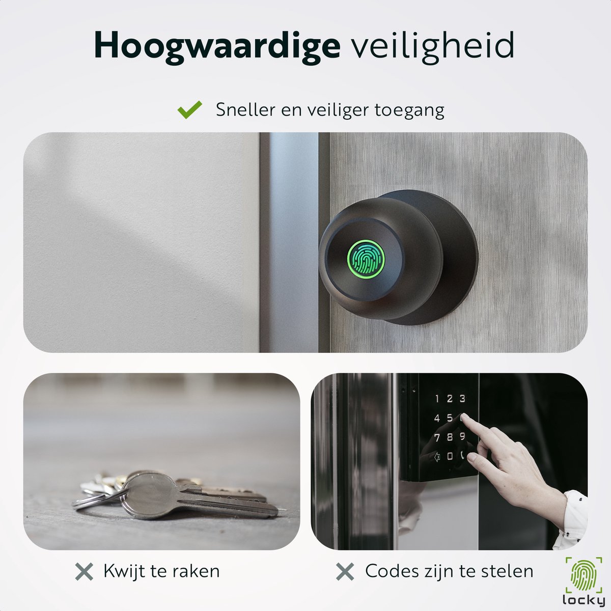Selevie Vingerprint Slim Smart Lock Zwart