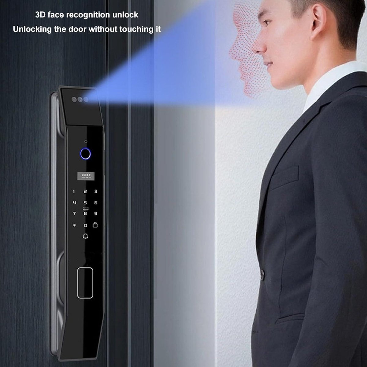 Slim Deurslot 3D Gezicht Erkenning Vingerafdruk Roestvrij Staal Aluminiumlegering
