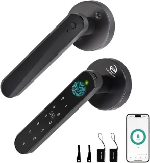 Slim deurslot en deurknop smart lock zwart