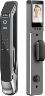 Slim deurslot met camera deurbel, zwart