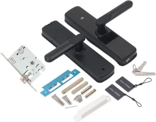 Slim elektronisch deurslot met deurklink, zilver
