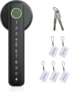 Slim keyless deurslot handvat met vingerafdruk, standaard amerikaanse deur, zwart