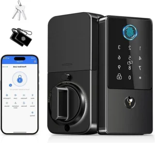 Slim keyless entry deadbolt matzwart
