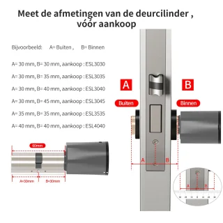 Slim slot deur 40/40 grijs/zwart met keypad en gateway