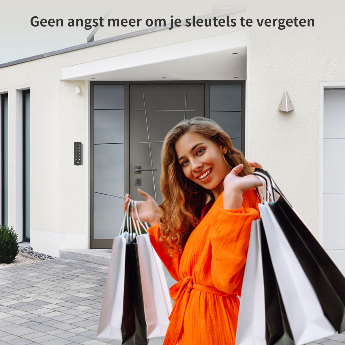 Slim slot deur 40/40 grijs/zwart met keypad en gateway