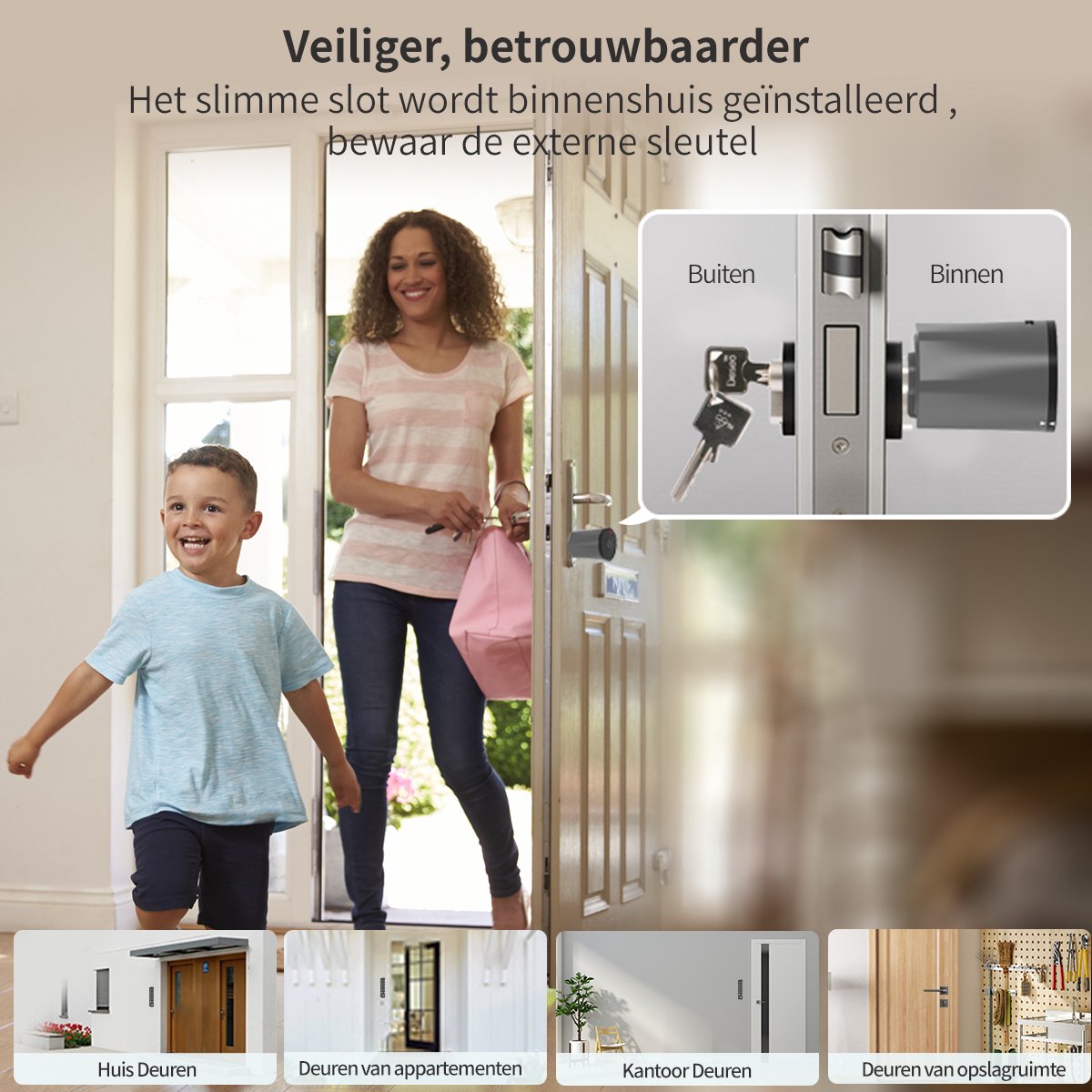 Slim slot deur draadloos 30/35 met keypad en gateway grijs/zwart