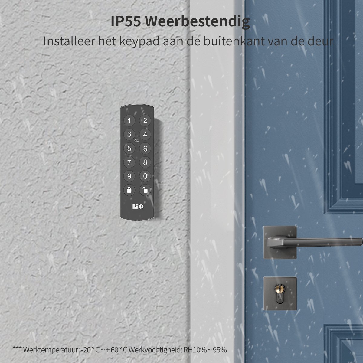 Slim slot deur draadloos 30/35 met keypad en gateway grijs/zwart