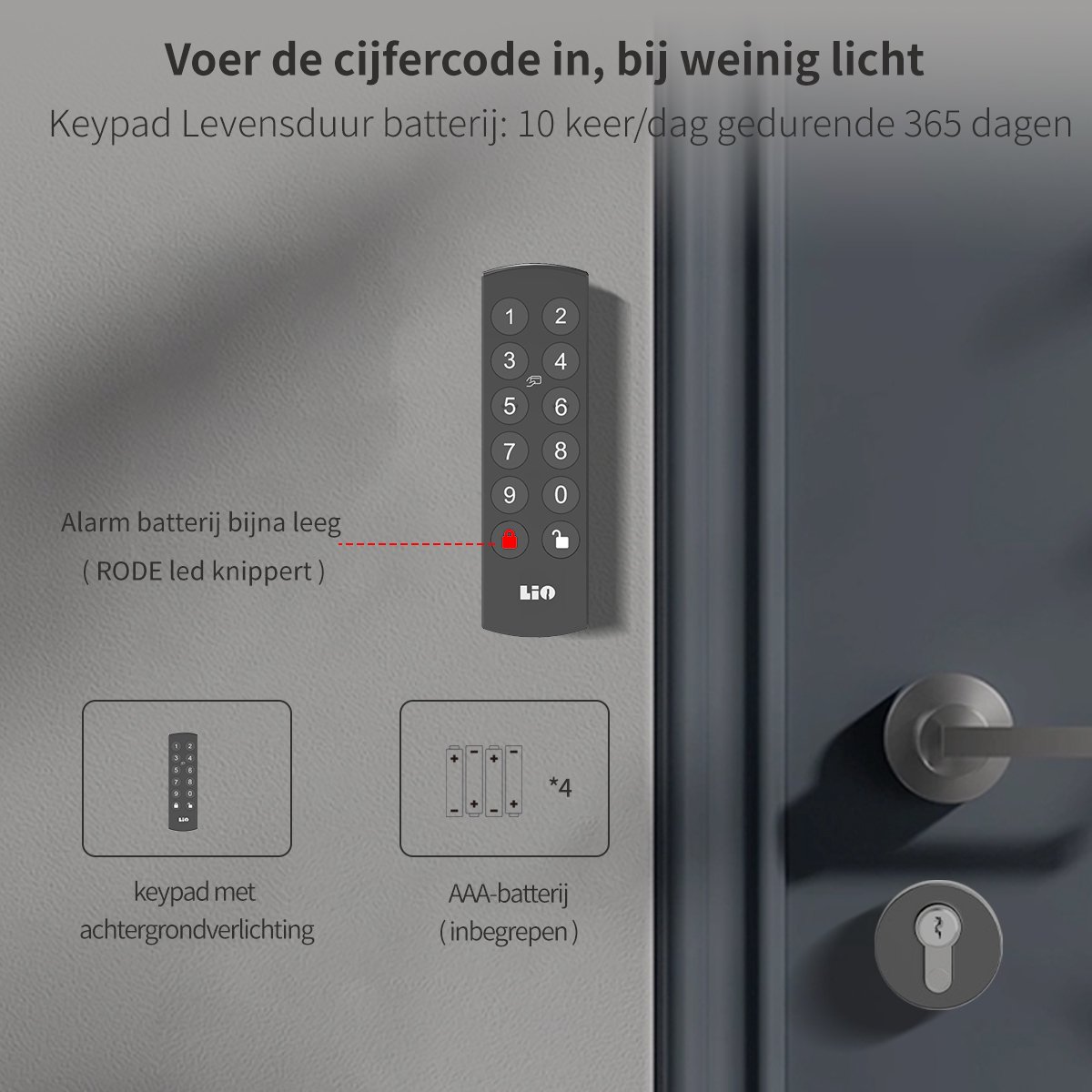 Slim slot deur draadloos 30/35 met keypad en gateway grijs/zwart
