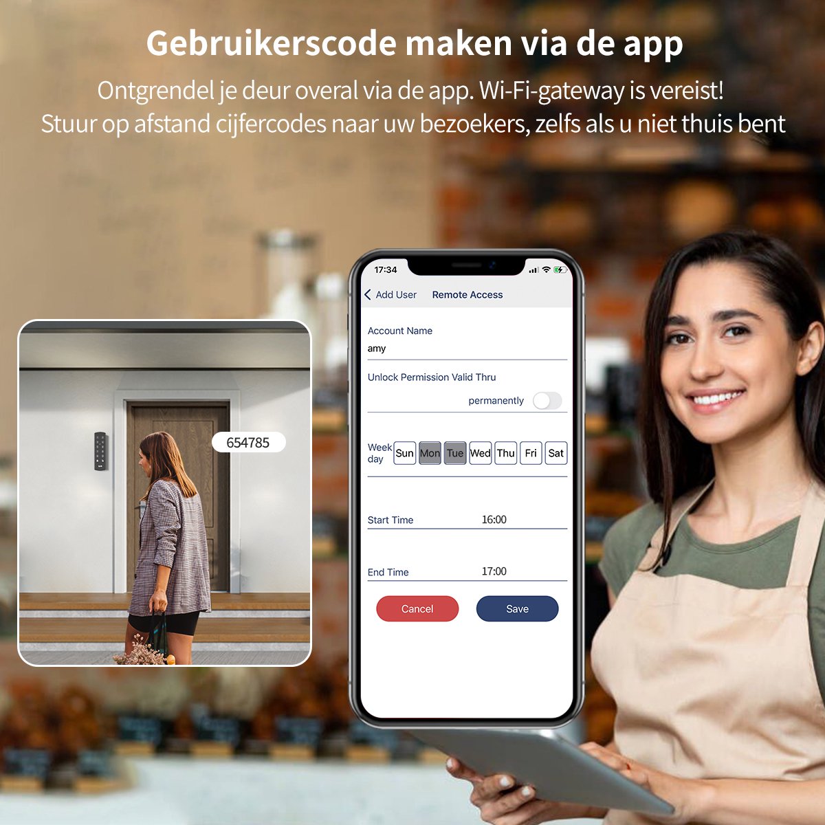Slim slot deur draadloos 30/35 met keypad en gateway grijs/zwart