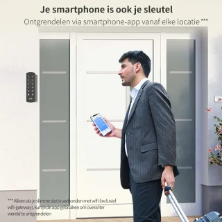 Slim slot deur draadloos 30/35 met keypad en gateway grijs/zwart
