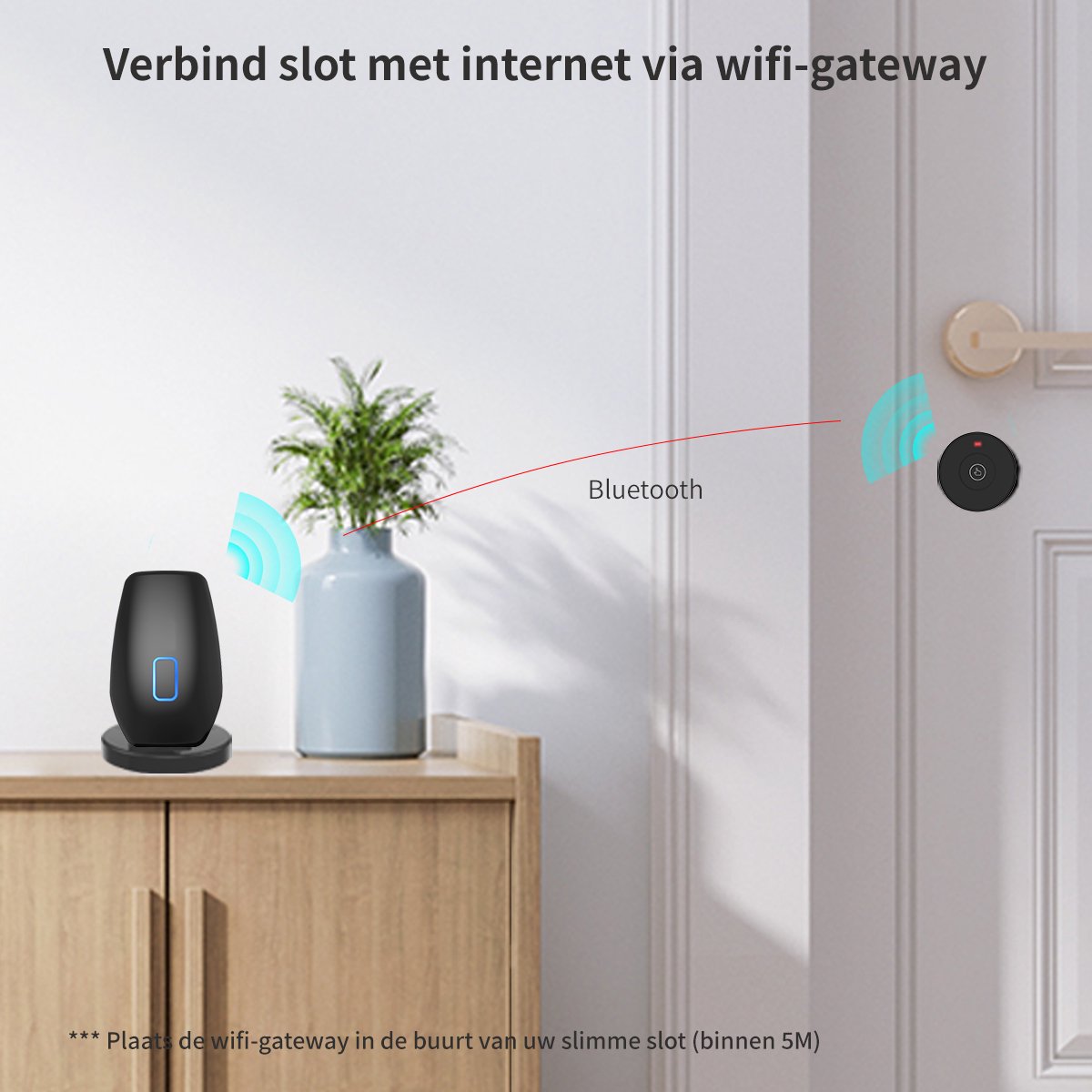Slim slot deur draadloos 30/35 met keypad en gateway grijs/zwart