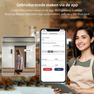Slim slot deur draadloos cilinder 30/30 grijs/zwart met gateway