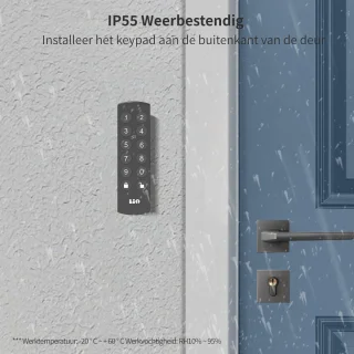 Slim slot deur draadloos cilinder 30/30 grijs/zwart met gateway
