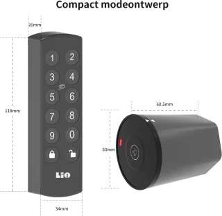 Slim slot deur draadloos cilinder 30/45 grijs/zwart met keypad en gateway