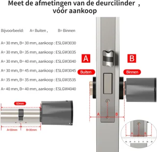 Slim slot draadloos cilinder 30/30 grijs/zwart