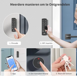Slim slot draadloos cilinder 30/40 grijs/zwart met gateway