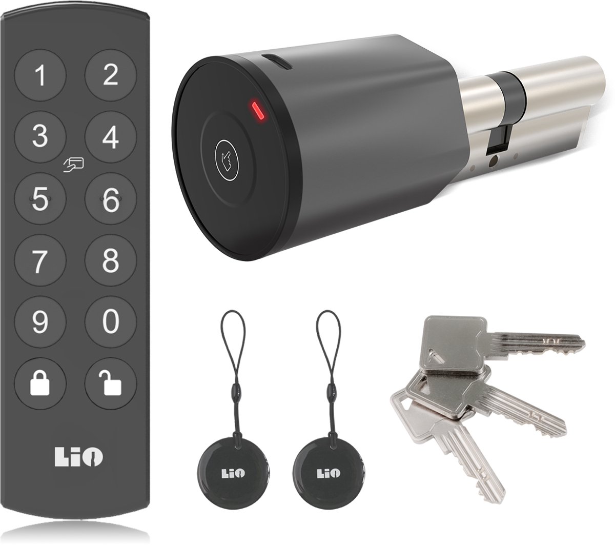 De Slim Slot Draadloos Cilinder 40/40 Grijs/Zwart in één oogopslag