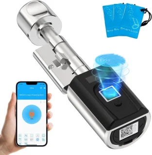 Slim Slot Elektronisch Deurslot 15cm Cilinder Zilver