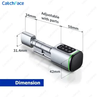 Slim Smart Lock Elektrisch deurslot (Eurocilinder) Zilver