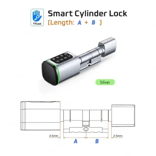 Slim Smart Lock Elektrisch deurslot (Eurocilinder) Zilver