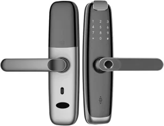 Slimme deurgreep met biometrisch deurslot - zwart