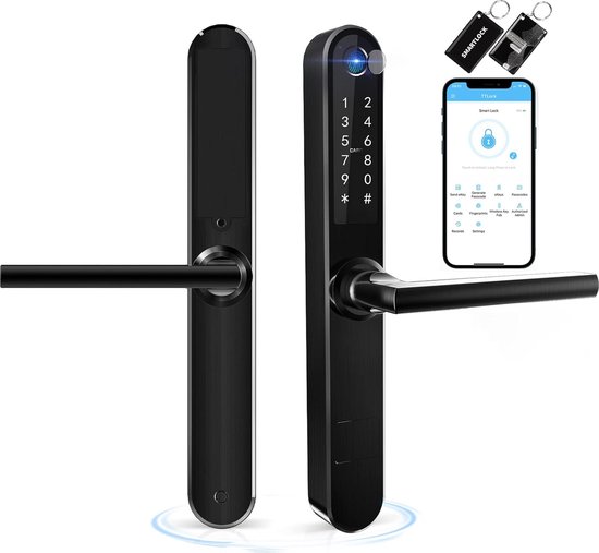 Slimme Vingerafdruk Bluetooth Deurslot Zwart voor Aluminium Draaideur
