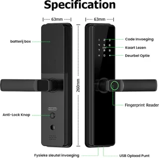 Smart Doorlock Vingerafdruk Bluetooth Deurslot Met App Wi-Fi
