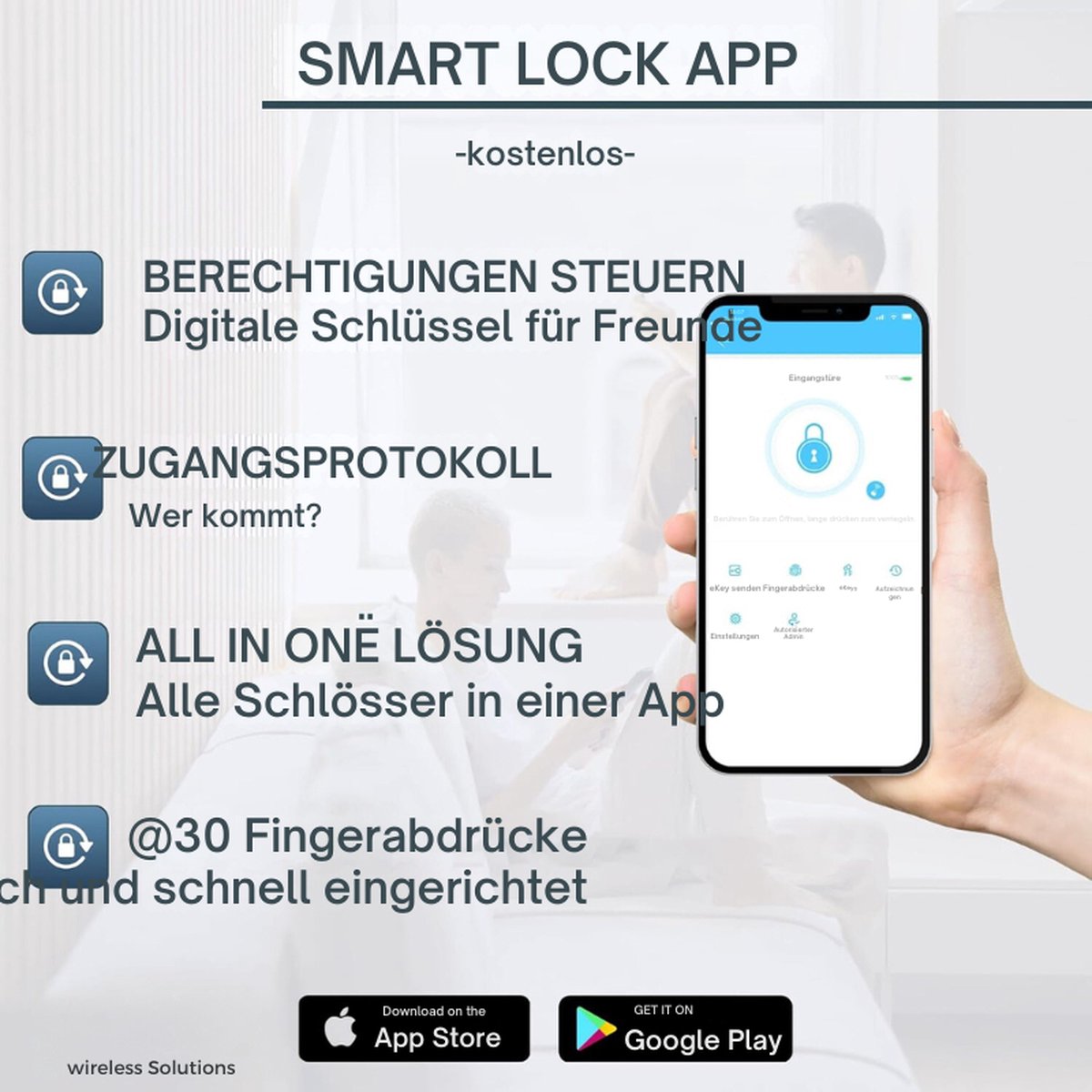 Smart Handle Elektronisch Deurslot Vingerafdruk & Bluetooth Zwart