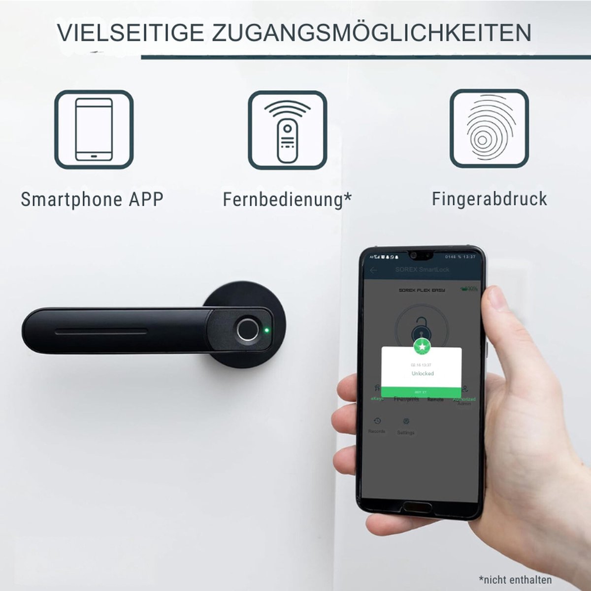 Smart Handle Elektronisch Deurslot Vingerafdruk & Bluetooth Zwart