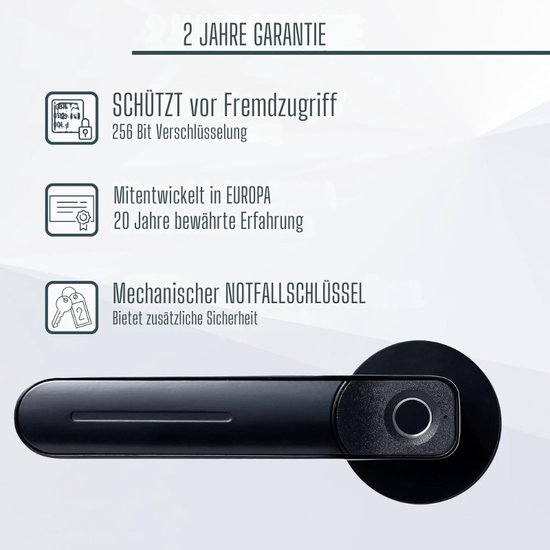 Smart Handle Elektronisch Deurslot Vingerafdruk & Bluetooth Zwart