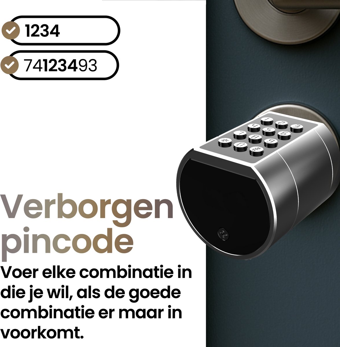 Smart Lock Slim cilinderslot Vingerafdruk Pincode Zilver