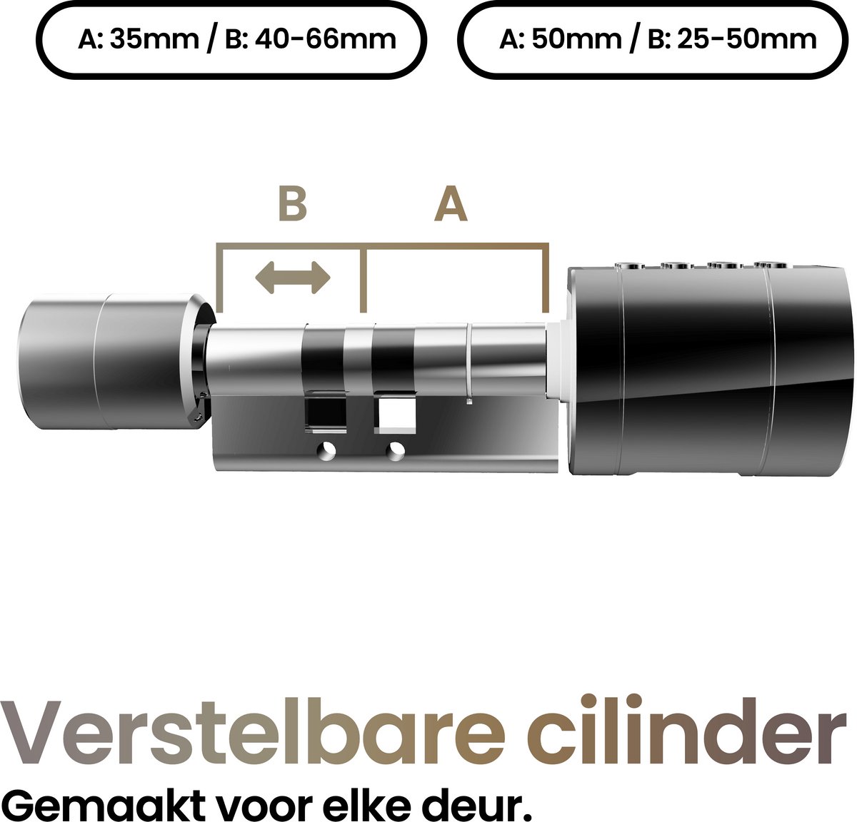 Smart Lock Slim cilinderslot Vingerafdruk Pincode Zilver