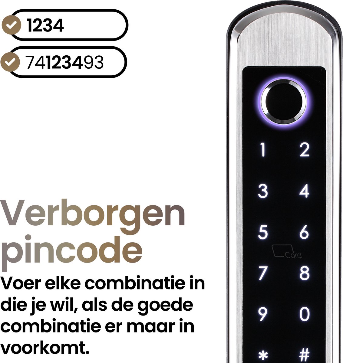 Smart Lock Slim deurslot Aluminium Zilver