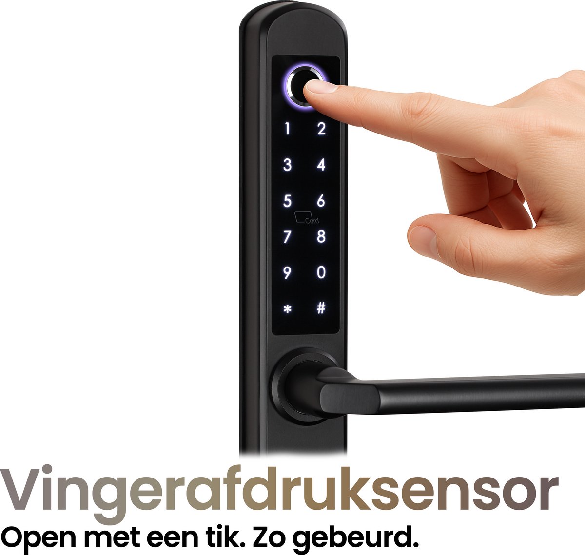Smart Lock Slim deurslot Vingerafdruk Pincode App Zwart
