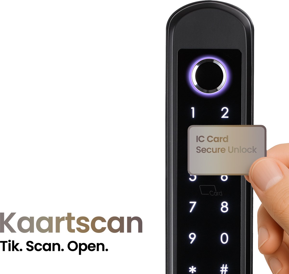 Smart Lock Slim deurslot Vingerafdruk Pincode App Zwart