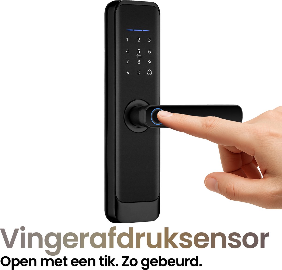 Smart Lock Slim Zwart - Vingerafdruk & Pincode